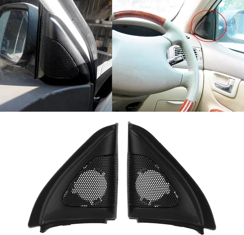 Vista 4 de Fydun 1 par de cubierta de altavoz de la puerta del coche de audio tweeter ajuste negro altavoz decoración reemplazo para 2003-2006