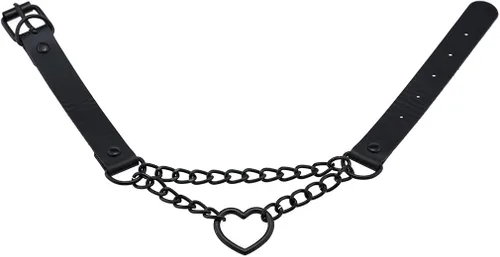 Vista 5 de SNOLLOWYY Heart Leather Choker Punk PU Necklace Goth Choker Soft Collar Chain for Women Girls Gifts