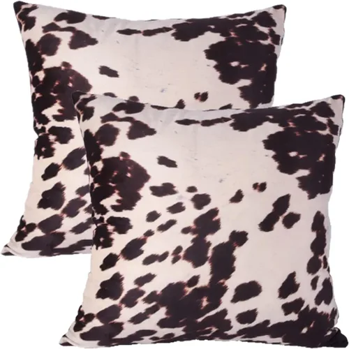Vista 7 de Fundas de Almohada Decorativas de Terciopelo, Funda de Cojín Cuadrada Decorativa en Blanco y Negro, Estampado de Piel de Vaca, Funda de Almohada