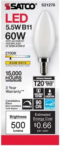 Vista 4 de Satco S21278 5.5B11/LED/927/FR/120V/E12-paquete de 6