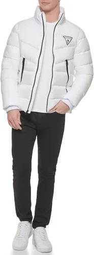 Vista 2 de GUESS Acolchado con cremallera de gran tamaño con logotipo de peso medio para, Blanco