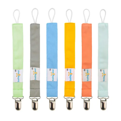 Vista 25 de Babygoal 6PBM05-HZ Juego de 6 prendedores para chupón para niños y niñas, se adaptan a la mayoría de los estilos de chupones y juguetes de dentición
