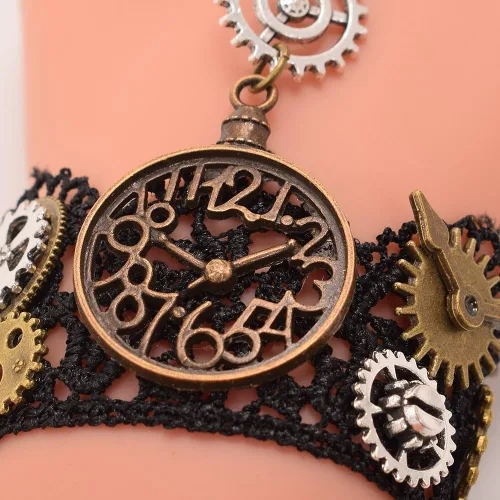 Vista 5 de BLESSUME - Brazalete Steampunk de encaje Negro 1 (1 pieza)