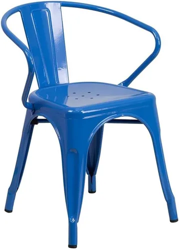 Vista 17 de Flash Furniture silla de metal con apoyabrazos, Metal, Negro