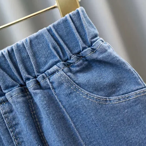 Vista 4 de Pantalones Vaqueros para niñas pequeñas, pantalones vaqueros largos de color sólido bonitos, pantalones vaqueros