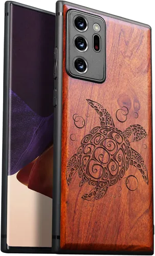 Vista 12 de Carveit Funda de madera para Galaxy Note20 Ultra [madera real dura y TPU suave negro] funda protectora de madera única compatible con Samsung Note20