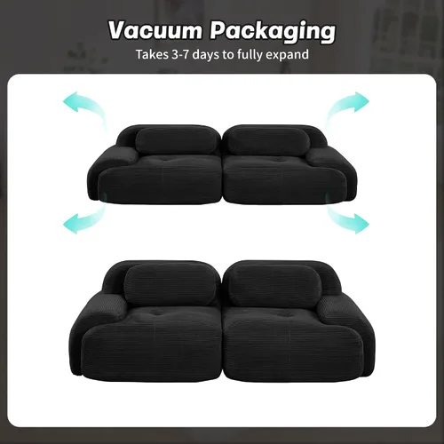 Vista 9 de Sofá sin hueso de 82 pulgadas, cómodo sofá cama de dos plazas, sofá comprimido con asiento profundo, sofá nube de pana para sala de estar