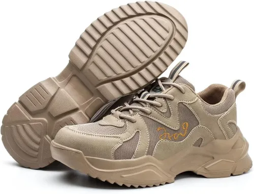 Vista 8 de Zapatos de punta de acero para hombres y mujeres, ligeros, indestructibles, a prueba de pinchazos, cómodos zapatos de seguridad para uso industrial