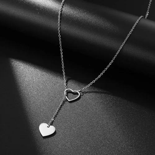 Vista 5 de Dcfywl731 Lariat - Collar de corazón para mujer, collar con dije de corazón, en forma de Y, delicado collar largo de oro, collar con colgante