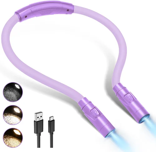 Vista 8 de Luz de cuello recargable manos libres con 3 modos de color ajustables, negro