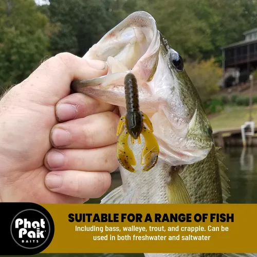 Vista 4 de Phat Pak Baits - Beasty Bug Jr Ned Rig Craw Finesse Bass Señuelo de pesca de plástico suave 20ct 2.8" Bicho Bama