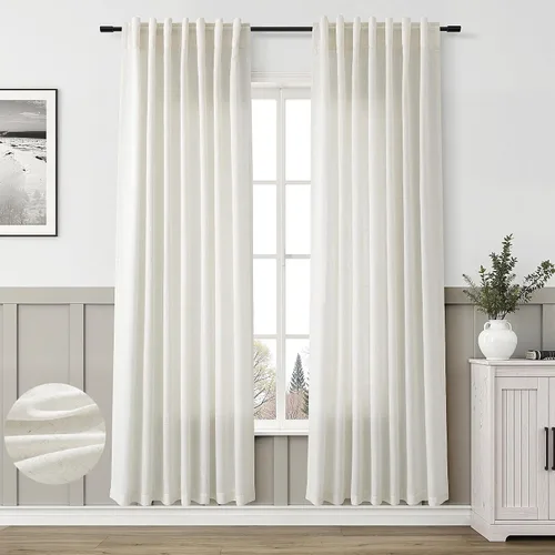 Vista 59 de Aersas Aqua Green Linen Curtains 84 Inches Long 2 Panels Set Back Tab Rod Pocket Living Room Curtain Farmhouse Rustic Light Filtering Hook Drapes
