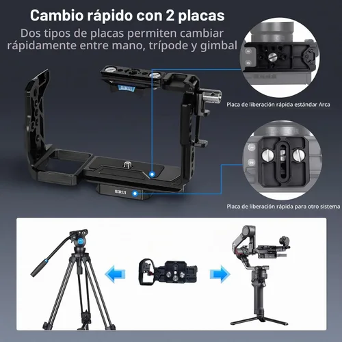 Vista 7 de SIRUI Jaula completa para cámara Sony FX3/FX30, compatible con mango XLR original, con abrazadera de cable HDMI, orificios roscados de 1/4"-20