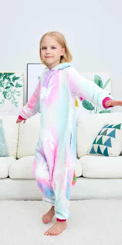 Vista 3 de Pijama unisex de unicornio para niños, disfraz de Halloween