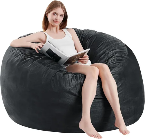 Vista 15 de Puf para niños – Silla redonda de espuma viscoelástica de 2.5 pies – Sofá puff para niños y adolescentes con funda de microfibra suave – Sofá