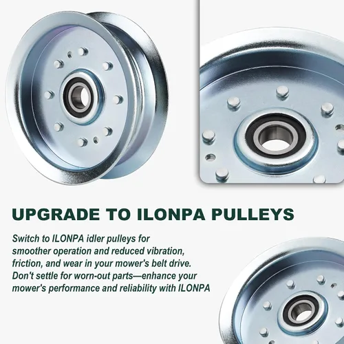Vista 3 de Polea tensora plana para MTD 756-05034A John Deere GY20629 GY22082 XT1-LT42, XT1-LT42C, XT1-LT46, XT1-LT50, XT1-ST54, XT2-LX46 RZT-L46, RZT-L50