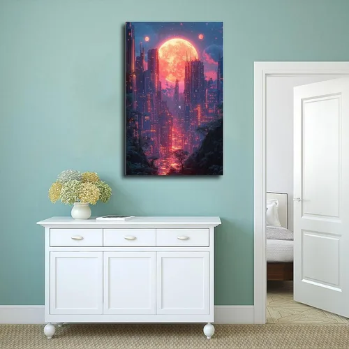 Vista 4 de XAHOR Cyber Y2K Vaporwave Wall Art – Retro Futuristic Poster for Aesthetic Room Decor Canvas Poster Wall Art Decor Print Picture Paintings for
