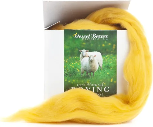 Vista 5 de Desert Breeze Distributing – 100% lana merino natural Roving, lana para hilar, hilo de tapiz, fieltro de aguja, fieltro húmedo, hilado grande, 19