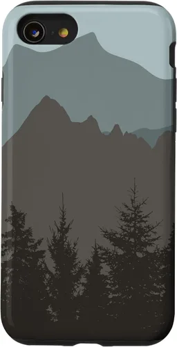 Vista 18 de Mountains Peaks - Carcasa para iPhone 17, diseño abstracto de paisaje natural, color gris y azul