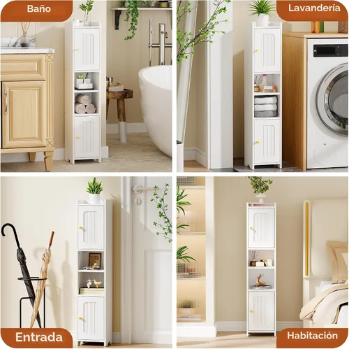 Vista 9 de ANWBROAD Armario de almacenamiento de baño delgado con 2 puertas y estante