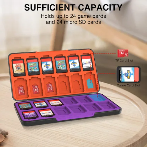 Vista 2 de THELIFELICIOUS Switch Game Card Case for Nintendo SwitchSwitch OLEDSwitch Lite, Gradient Color Lining Games Card Holder with 24 Game Card Slots and