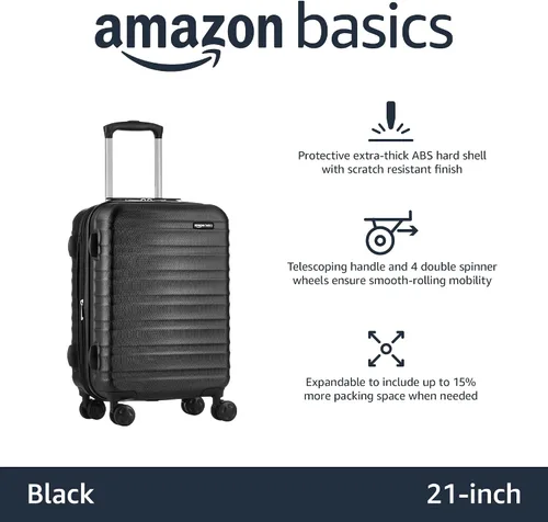 Vista 2 de Tienda Basics - Maleta rígida, equipaje de mano y ampliable con ruedas, Negro