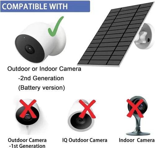 Vista 3 de Paquete de 1, panel solar actualizado de 6 W con luz de respiración de alerta de carga, compatible con cámara Google Nest para exteriores e