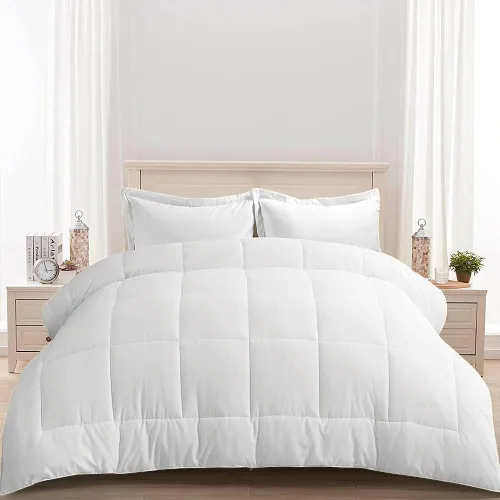 Vista 9 de Edredón 100% algodón egipcio de 500 GSM, súper suave, relleno alternativo de plumón con 2 fundas de almohada, colección de insertos para clima frío