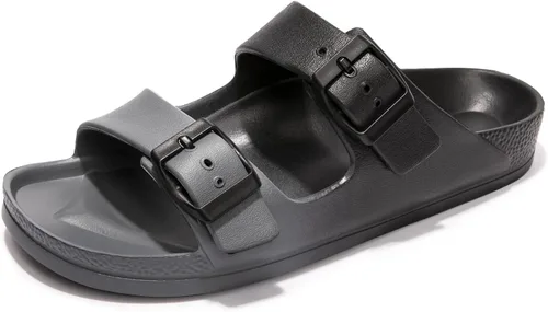 Vista 40 de FUNKYMONKEY - Sandalias bajas cómodas para mujer, hechas de etilvinilacetato, ajustables con hebilla doble