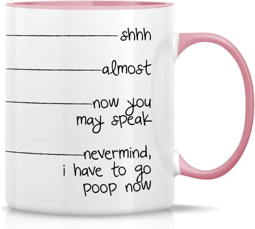 Vista 7 de Retreez Taza divertida – Shhh, almost, now you may speak, I have to go poop - Tazas de café de cerámica de 11 onzas – Divertido, sarcasmo
