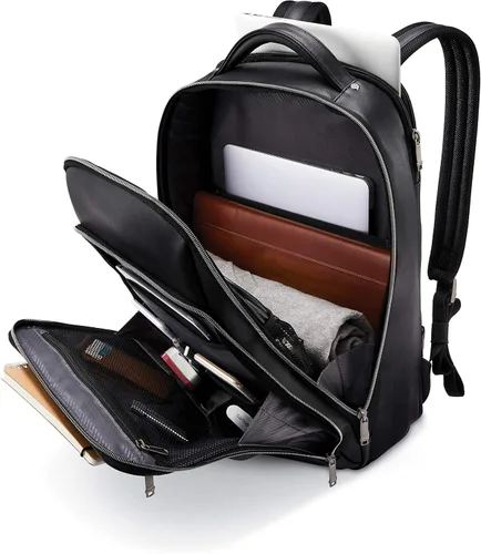 Vista 5 de Samsonite Mochila clásica de cuero, Negro -, Mochila clásica de cuero