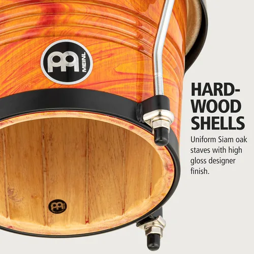 Vista 2 de Meinl Percussion FWB190AF Free Ride Series Bongos de madera, acabado de llama ámbar