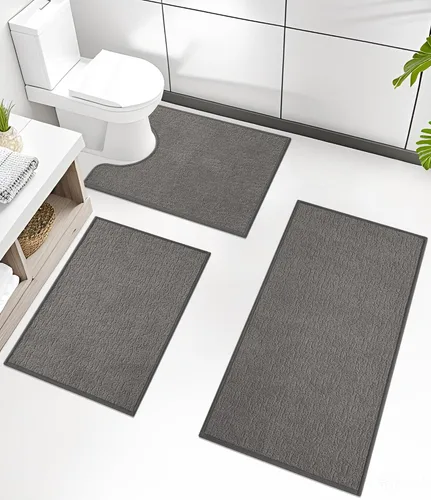 Vista 62 de Chakme Juego de 2 alfombras de baño ultrafinas, absorbentes, antideslizantes, lavables a máquina, color negro, 17 x 24 pulgadas / 17 x 30 pulgadas