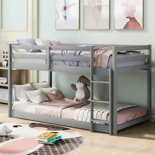 Vista 10 de Twin Size Bunk Bed with Panelled Headboard and Footboard, Antique Dark Oak Antique Oak