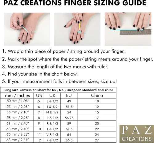 Vista 6 de Paz Creations Ring For Women - 925 Sterling Silver Vintage Rings For Woman - Handcrafted Rose Flower Design With Gemstones - Jewelry with One Year