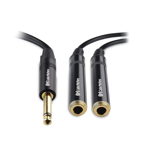 Vista 7 de Cable Matters Paquete de 2 cables divisor TS macho a 2X TS hembra 1/4, 6 pulgadas