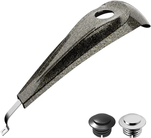 Vista 59 de Consola de tanque de perfil bajo para Harley Touring 2008+, whisky ámbar, panel de combustible de tablero liso y tapa de tanque de gasolina cromada