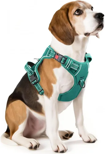 Vista 16 de Timos Arnés para perro de tamaño pequeño, arnés sin tirones para mascotas con cuello a presión bloqueable, chaleco reflectante para perro, sin