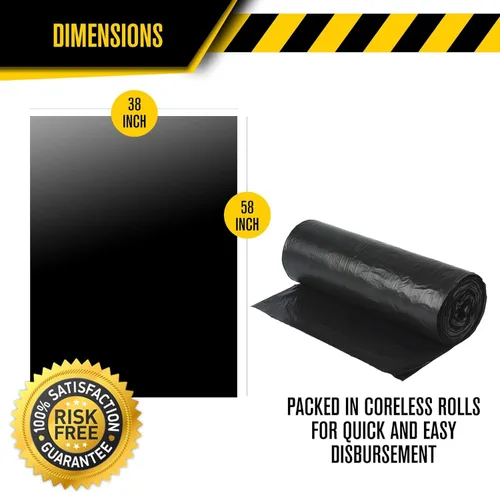 Vista 3 de Ultrasac Bolsas para Contratistas de Servicio Pesado de 55 Galones - (40 Unidades, 3 MIL) - 38" x 58" - Forros Grandes de Plástico Negro para Botes