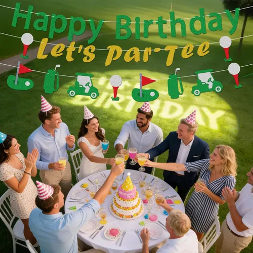 Vista 6 de Cartel de cumpleaños de decoración de golf, suministros de decoración de fiesta temática de golf, decoración de fiesta temática de cumpleaños