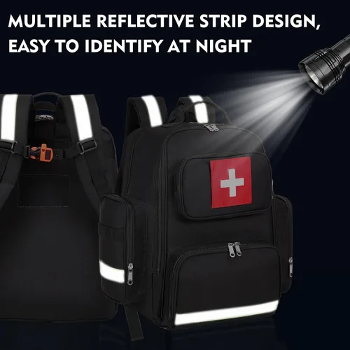 Vista 4 de Gatycallaty Mochila de primeros auxilios médica Emt bolsa de primeros auxilios vacía Ems emergencia salud en el hogar, senderismo, trauma, viajes