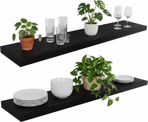 Vista 10 de joelsantiques Estantes flotantes de madera de 24 pulgadas para pared, 24 x Beige