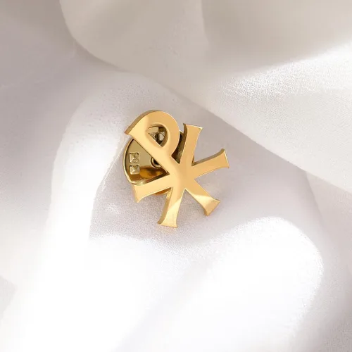 Vista 4 de Broche y pin de acero inoxidable Labarum Chi-Rho Symbol
