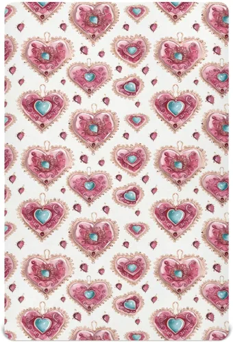 Vista 2 de Fitted Crib Sheets Hearts Diamond Mini Crib Sheets for Boy & Girl Toddler Mattress Sheets Playard Sheet 21216379