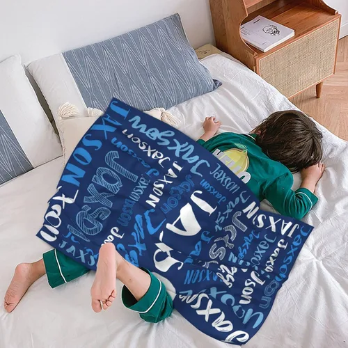 Vista 4 de Mantas de bebé personalizadas para niñas y niños con nombre, mantas de bebé personalizadas con nombre, mantas personalizadas para niños, artículos