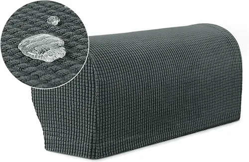 Vista 9 de 1 par de fundas elásticas para reposabrazos de sofá, fundas lavables para sillón, extraíbles a prueba de polvo, protector de sofá para brazos, Negro