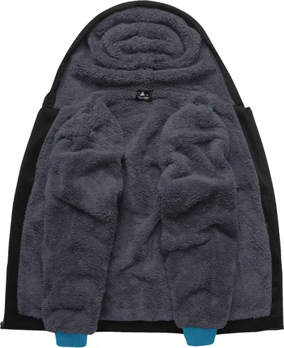 Vista 24 de SCODI Sudaderas con capucha para hombre, forro polar pesado, cremallera completa, forro de sherpa grueso, chaqueta con capucha