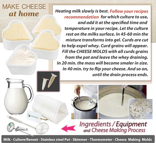 Vista 3 de PetriStor Molde de queso suave para queso de 8 piezas, 1/3 cuartos de galón, molde de queso suave para hacer queso, suministros caseros para hacer