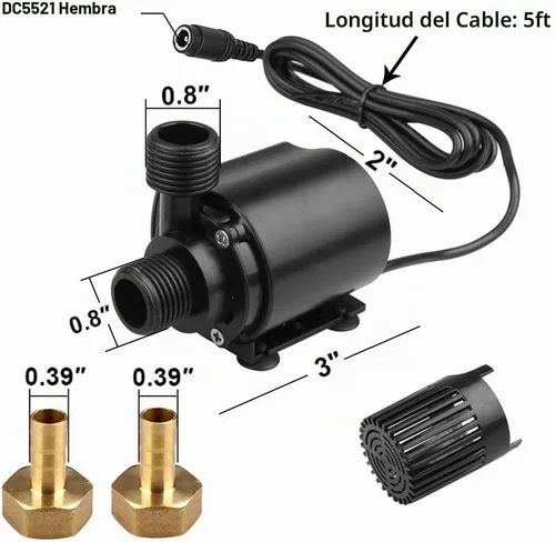 Vista 6 de Bomba de agua sumergible de DC 12V 15W, bomba de estanque