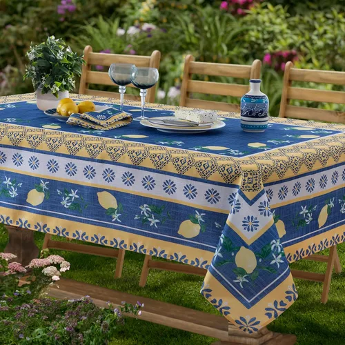 Vista 2 de Home Bargains Plus Servilletas cuadradas de tela, juego de 8 servilletas, jardín de limón azul, para interiores y exteriores, resistentes a